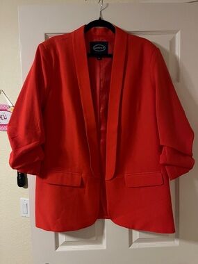 Scoop Open-Front Orange Blazer Jacket